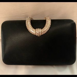 Gorgeous Black Faux Leather Clutch/Crossbody